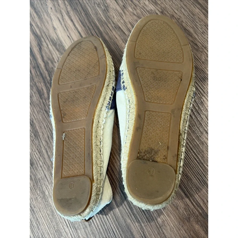 TORY BURCH ESPADRILLE BEIGE AND NAVY SHOES SIZE 6.5